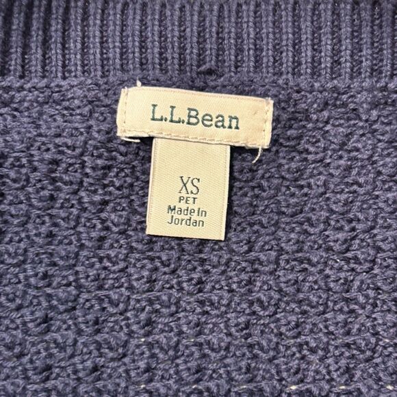 LL Bean Women's Sweater 100% Cotton Basket-Weave Boatneck Pullover Navy Blue XS - Picture 3 of 12